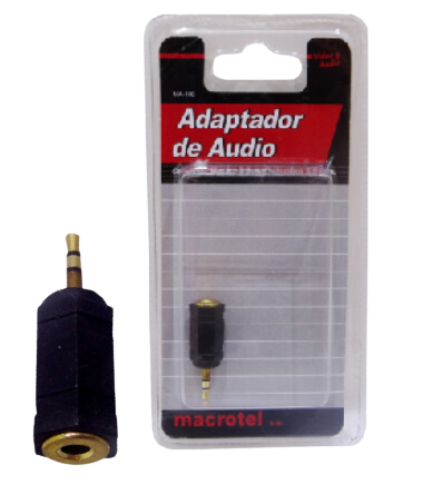 Adaptador Plug 3.5 H A 2.5 M Stereo Negro Macrotel MA-100
